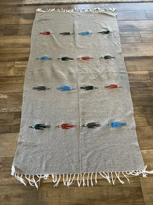 Alfombra manta vintage mexicana Molina Thunderbird Baja aves zapotecas indias Foto 1 de 4