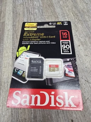 SanDisk (SDSQXNE-016G-GN6MA) Extreme 16GB microSDHC UHS-1 Card with Adapter New - Image 1 of 2
