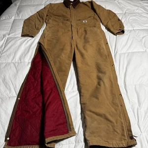 VTG Distressed Carhartt Quilted Insulated Duck Coveralls Sz. 48 Reg. ~ USA Made - Picture 1 of 12