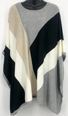 NUEVO Poncho Blusa Calvin Klein Mujer Talla Grande 1X Gris Negro Tejido Manga Corta Foto 1 de 4