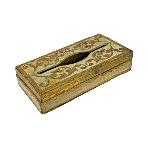 Vintage Italian Florentine Gilt Tissue Box Hand Painted Made in Italy - Picture 1 of 9