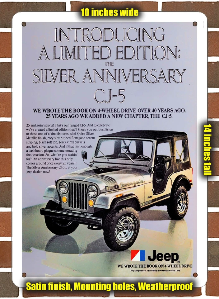 Metal Sign - 1979 Jeep CJ-5 Silver Anniversary Edition- 10x14 inches - Image 1 of 1