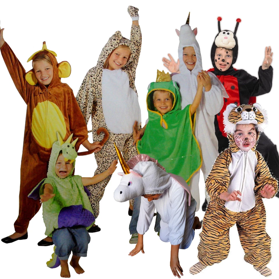 KOSTÜM STARS Karneval Kinder Kostüm Tiger Einhorn Affe Marienkäfer Biene Frosch Drache Dino