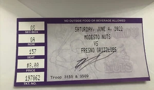 Harry Ford Signed Ticket Stub Seattle Mariners MLB Modesto Nuts MiLB - Picture 1 of 2