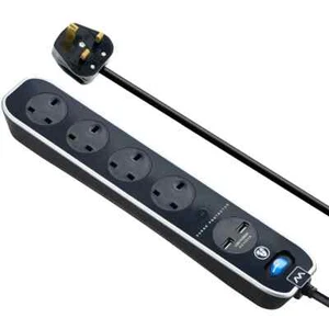 Cable de extensión negro con USB 2M 4 velocidades protegido contra sobretensiones - Masterplug SRGLSU42PB - Imagen 1 de 15