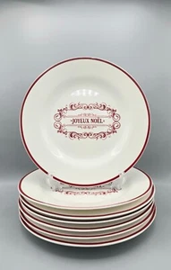 7er Set Ciroa Joyeux Noel 10,75" Speiseteller weiß & rot Weihnachten - Bild 1 von 7