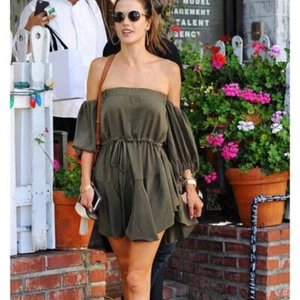 Shona Joy Womens Olive Green Leticia Off Shoulder Mini Dress AU 12 - Picture 1 of 12