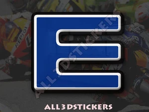 Autocollant Résine Lettre E 3D Couleur Bleu Taille 25mm - Imagen 1 de 1