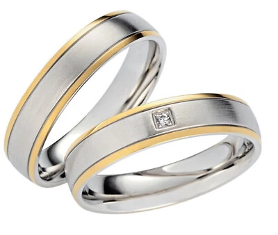 Ring Freundschaftsringe Partnerringe Verlobungsringe Edelstahl Silber mit Gravur - Bild 1 von 4