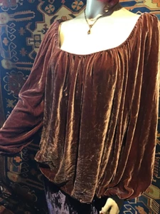 Silk Velvet~Poet BLOUSE~Russet Gold~Unisex~"Gypsy Moon"~New~PLUS SIZE~XL-3X - Picture 1 of 7