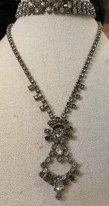 Vintage Kramer Of New York Rhinestone Necklace W/Coordinating Stretch Bracelet - Picture 1 of 6