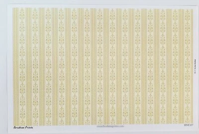 Papel pintado casa de muñecas media escala 3 hojas dorado blanco crema "Palais" escala 1:24 Foto 1 de 4