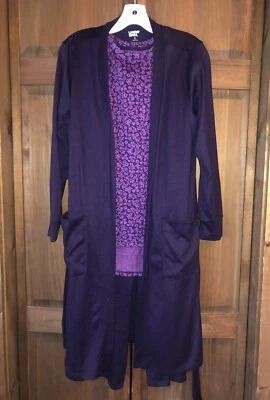 Land’s End 3-Piece Pajama Set Purple Size M 10/12 - Image 1 of 4
