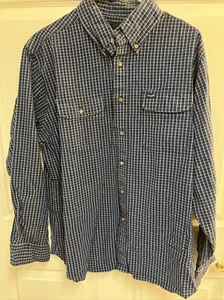 Wrangler Button Up Western Shirt Mens XL Long Sleeve Blue Plaid - Picture 1 of 6