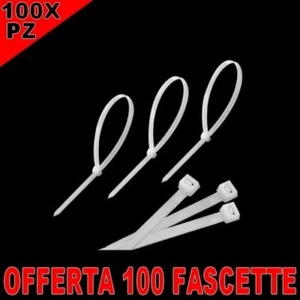100X FASCETTE IN NYLON RESISTENTI STRINGENTI AUTOSTRINGENTI COLORE BIANCO CHIARE - Foto 1 di 1