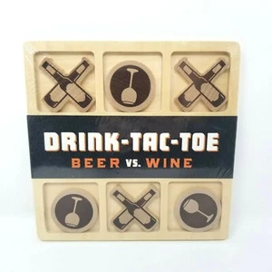 Wooden Table Top Drink -Tac-Toe Beer Vs Wine Drinking Board Game NEW SEALED - Picture 1 of 4