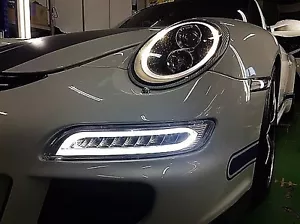 Smoked Color Porsche 911 997 991 Turbo S style LED DRL Signal Flasher Lights - Picture 1 of 12