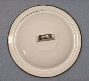 Granito esmaltado blanco con tapa de olla verde solo 7 1/8" ID 8 7/8" OD - Imagen 1 de 12