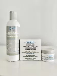 Kiehls Kiehl’s Rare Earth Skin Care Set Clay Mask Cleansing Bar Powder Cleanser - Picture 1 of 9
