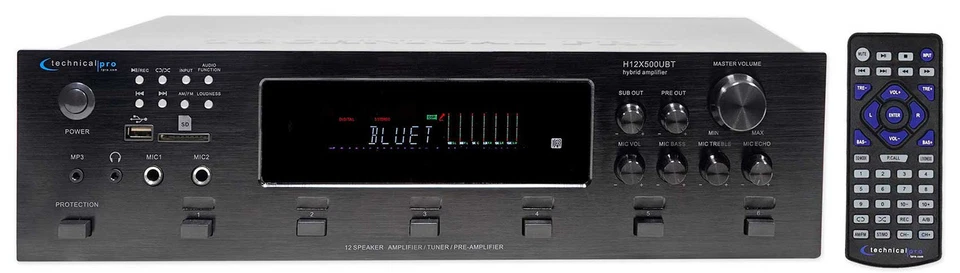 Technical Pro H12X500UBT 6000w Professional Bluetooth Amplifier Receiver USB, SD - Image 1 of 4