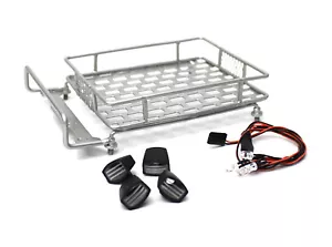 RACERS EDGE 1/10 SCALER METAL GRID ROOF RACK OVAL LIGHTS SILVER RCE3418S - Picture 1 of 1