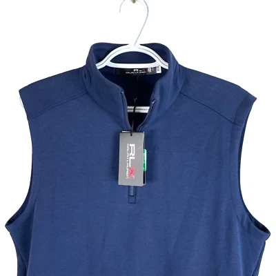NUEVO RLX Ralph Lauren 1/4 Cremallera Pullover Polar Chaleco Para Hombres Pequeño Azul Elastizado $128 Foto 1 de 4
