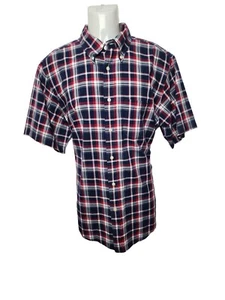 Camisa de hombre XL Brooks Brothers azul rojo a cuadros ajuste regente manga corta con botones  - Imagen 1 de 13