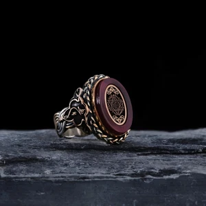 Anello Sigillo di Salomone Argento su Agata Rossa - Benedizioni Familiari, Pace e Salute - Foto 1 di 3