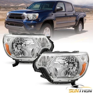 For 2012 2013 2014 2015 Toyota Tacoma Pickup Headlights Pair Chrome Headlamps - Picture 1 of 9