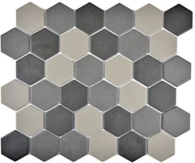 Mosaik Fliese Keramik Hexagon schwarz grau rutschfest 11B-2313-R10 | 1 Matte - Bild 1 von 4