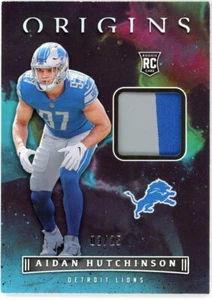 J523 AIDAN HUTCHINSON RC 2022 ORIGINS ROOKIE PATCH TURQUIOSE 3/25 LIONS #ROP-AHU - Picture 1 of 2