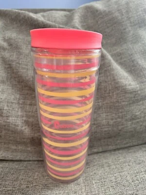 Copo Bubba 24 oz plástico parede dupla isolado listras tampa rosa - Imagem 1 de 4