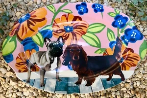 NEU Anthropologie Jay McClellan Studio Knochen Appetit Platte Dackel Frenchie - Bild 1 von 2