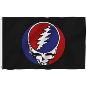GRATEFUL DEAD 3'X5' FLAG BANNER Black Steal Your Face Free SHIPPING - Picture 1 of 3