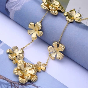 Gold Blumen Blüten Collier Kette 80 cm  ca 62 Gramm  - Bild 1 von 7