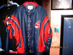 Chaqueta de cuero de colección de los Indios/Gaurdianos de Cleveland MLB Chief Wahoo - Imagen 1 de 3