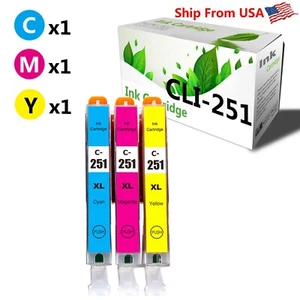 (3PK,CMY) CLI251 CLI-251 Ink Cartridge for MX722 MG6320 MG5520 IX6820 Printer - Picture 1 of 2