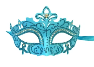 Light Blue Princess Crystal Venetian Mardi Gras Masquerade Mask - Picture 1 of 3