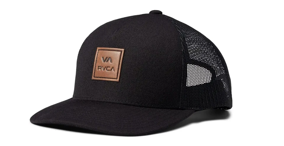RVCA Men's VA All The Way Curved Bill Trucker Snapback Hat Black