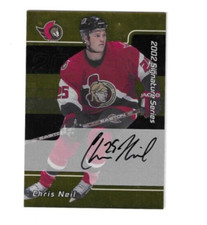 2001-02 ITG Be A Player Signature Series Gold Auto #219 Chris Neil