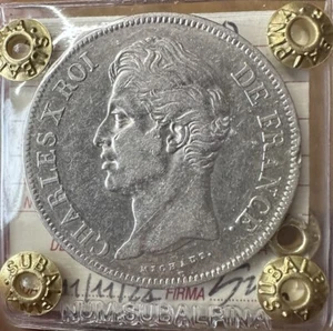 Coin France Charles X 5 Francs 1827 D Lyon Sealed BB / Spl Subalpina - Picture 1 of 3