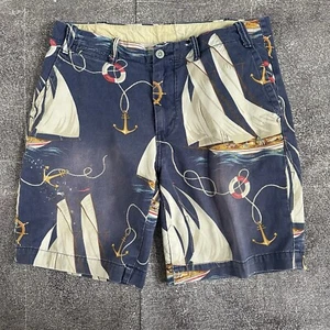 Men's Vintage 90's Polo Ralph Lauren Naval 8" Sailboat Twill Chino Shorts Sz 34 - Picture 1 of 6