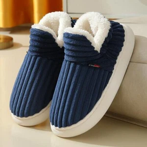 Men's Winter Slippers Warm Plush Cotton Boots Indoor Furry Cozy Shoes - Picture 1 of 24
