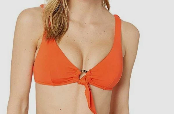Seafolly Women's Orange Active Ring Front Bikini Crop Top Swimwear USA Sz 4