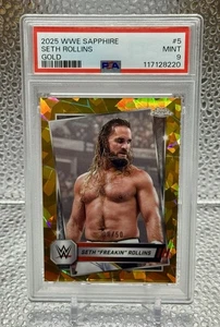 2025 Topps Chrome Sapphire WWE Seth Rollins Gold Refractor #/50 PSA 9 - Imagen 1 de 2