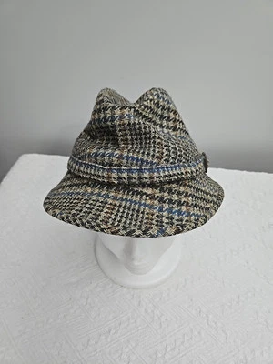 Vintage Gentleman Gray/Blue Wool Cap Size 7-1/8 Leather & Silk Lined ENGLAND  - Image 1 of 4