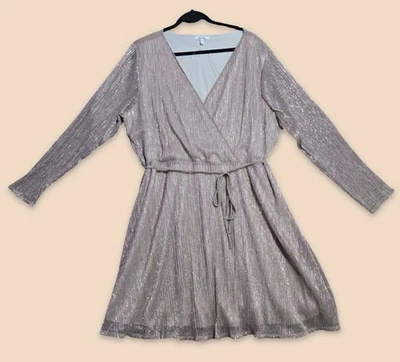 Vestido Maurices Mujer Talla 3X Oro Rosa Envoltura Metálica Manga Larga Vacaciones NUEVO Foto 1 de 4