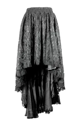 Mujer Falda Negra Encaje Satinado Larga Alta Baja Renacimiento Pirata Steampunk Gótico Foto 1 de 4