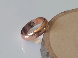Pure Solid Copper Magnetic Ring - Arthritis Therapy Energy 6 mm Dome Ring - Picture 1 of 4
