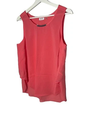 DKNY Womens Sleeveless Layered Tank Blouse Shell Medium Pink Coral Workwear - Image 1 of 4